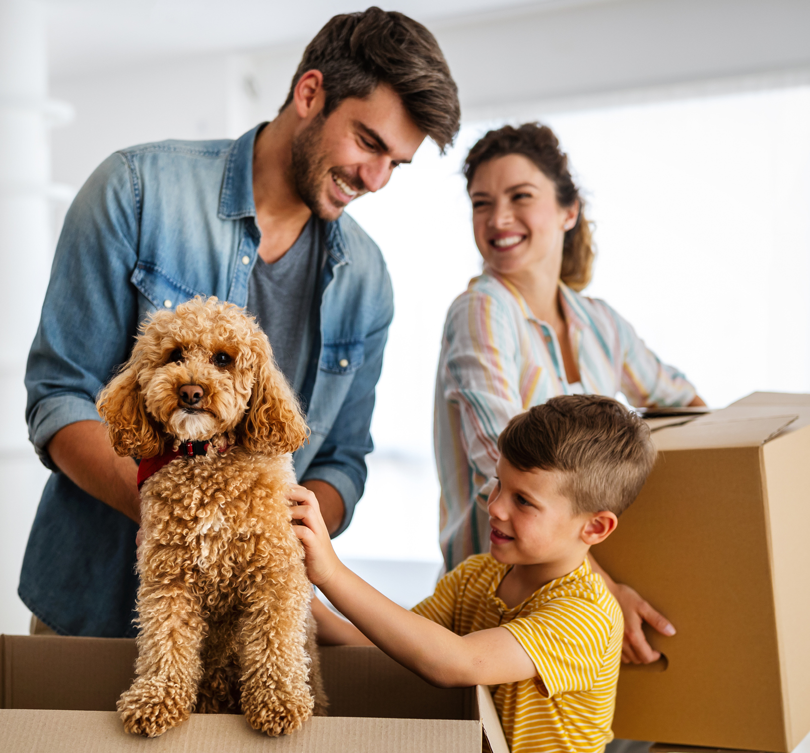 Young home buyer family moving into their new home
